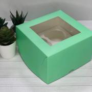 Коробка для 4 капкейков, зеленая