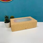 Коробка складная с окном под зефир, крафт, 25 х 15 х 7 см