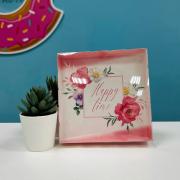 Коробка для кондитерских изделий с PVC-крышкой «Happy time», 15 × 15 × 3 см