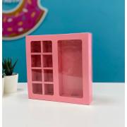 Коробка под 8 конфет + шоколад, с окном, розовая, 17,7 х 17,85 х 3,85 см