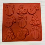 Форма для шоколада 3D 9 ячеек 30x30x1 см "Подарки под ёлкой"