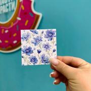 Открытка мини "Цветы" синий оттенок,7,5х7,5 см