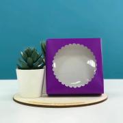 Подарочная коробка, с прозрачной крышкой, фиолетовая, 11,5 х 11,5 х 3 см