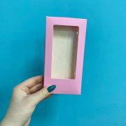 Коробка для шоколадной плитки 180*90*17 мм (розовая матовая)
