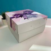 Кондитерская упаковка, короб, "Фиолетовый бант" 21,5 х 21,5 х 12 см, 1 кг