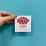 Открытка мини "С днём рождения!" букет, тюльпаны, 7,5 х 7,5 см