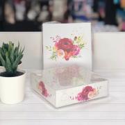Коробка для макарун с PVC крышкой «Цветы», 12 х 12 х 3 см