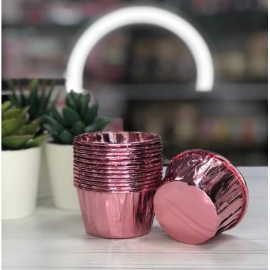 Форма для капкейков розовый металлик
