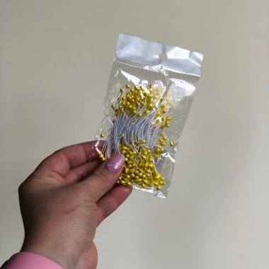 Тычинки для искусственных цветов "Капельки светло-жёлтые" (набор 130 шт) длина 6 см