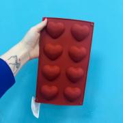 Форма силиконовая для выпечки Доляна «Сердце», 29×17×1,5 см (6×5×1,5 см), 8 ячеек, цвет коричневый