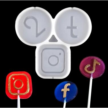 Силиконовая форма для леденцов «Instagram, TikTok, Facebook»